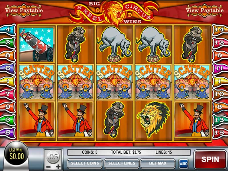 5 reel circus slot circus scatter premio