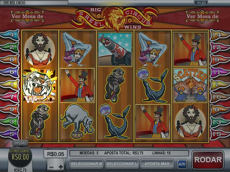 5 reel circus tigre simbolo slot