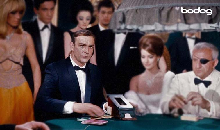 James Bond jogando em uma mesa de cassino