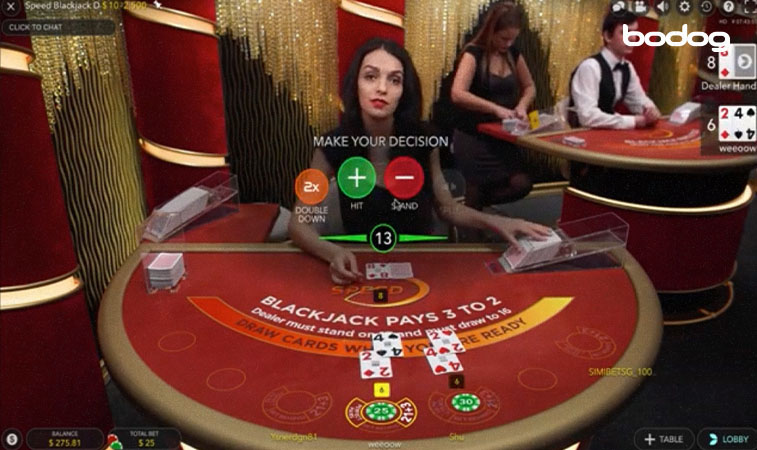 blackajck speed apostar Mesa de speed blackjack con botones double down, hit y stand