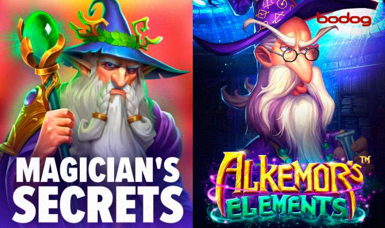logo de los slots Magician's Secrets y Alkemor’s Elements