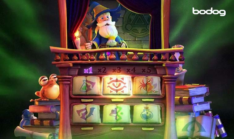 interfaz de apuestas del Wizdom Wonders con el mago arriba