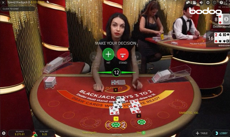 mesa speed blackjack Mesa de speed blackjack con botones hit y stand