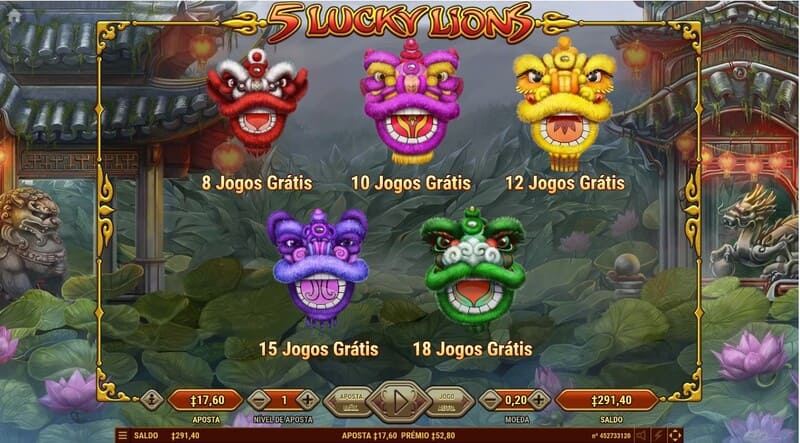 5 lucky lions premio 1