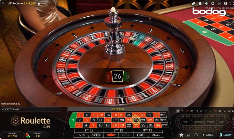 Bola girando en vip roulette