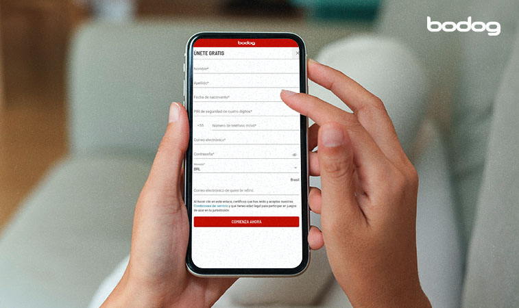 registro jugar poker 1 Móvil en la pantalla de inscripción en Bodog