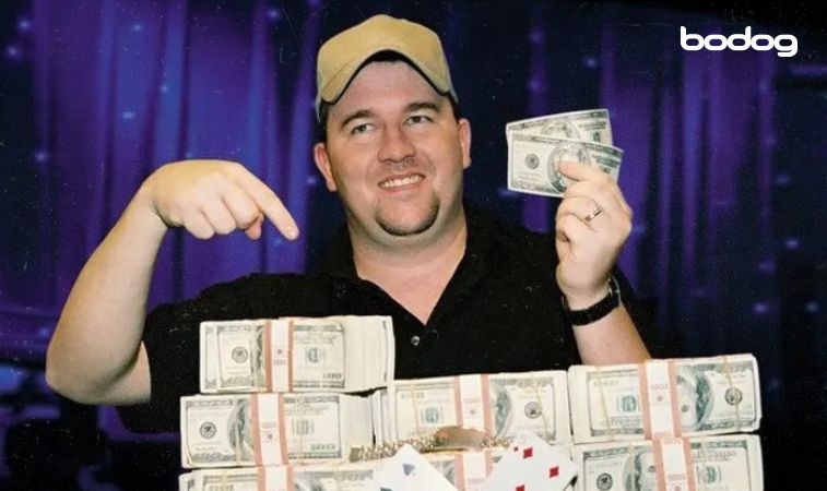 Chris Moneymaker com seu prêmio milionário