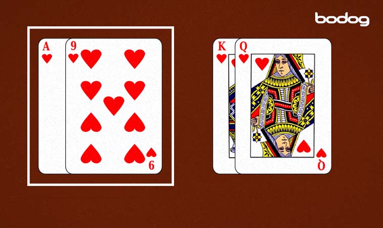 Gráfica mostrando una mano de carta alta as