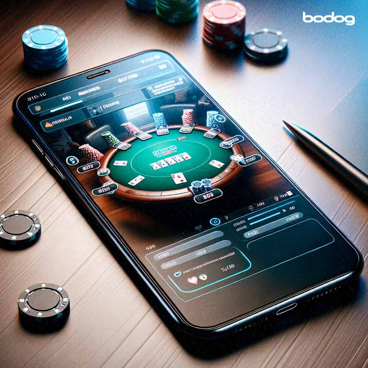 Celular aberto em jogo de poker online