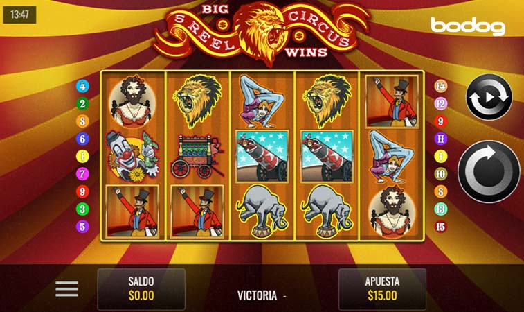 jugando reel circus Slot 5 Reel Circus funcionando con apuestas en $15.00
