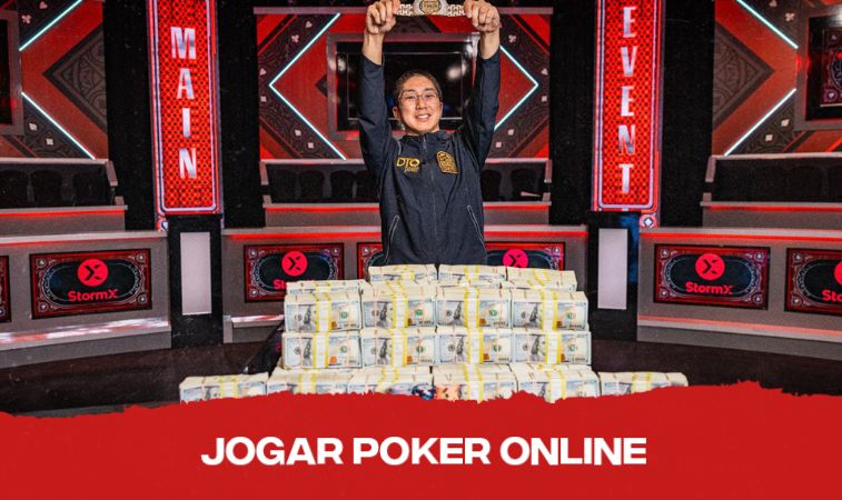 Jonathan Tamayo com o bracelete da WSOP e seu prêmio em dinheiro