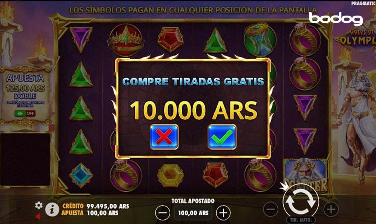 apuesta gates olympus Captura de pantalla de Gates of Olympus mostrando como comprar giros gratis