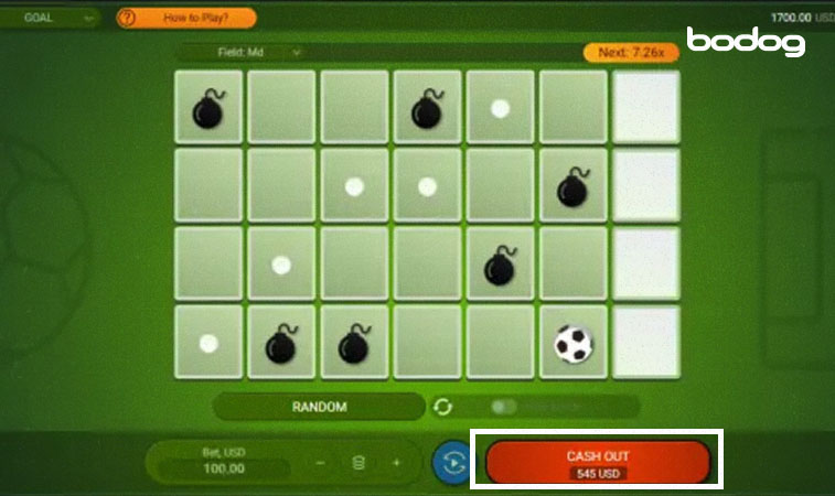 Pantalla del juego Goal mostrando como cobrar ganancias