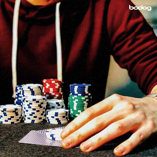 jugador poker omaha Persona con cartas y fichas de poker