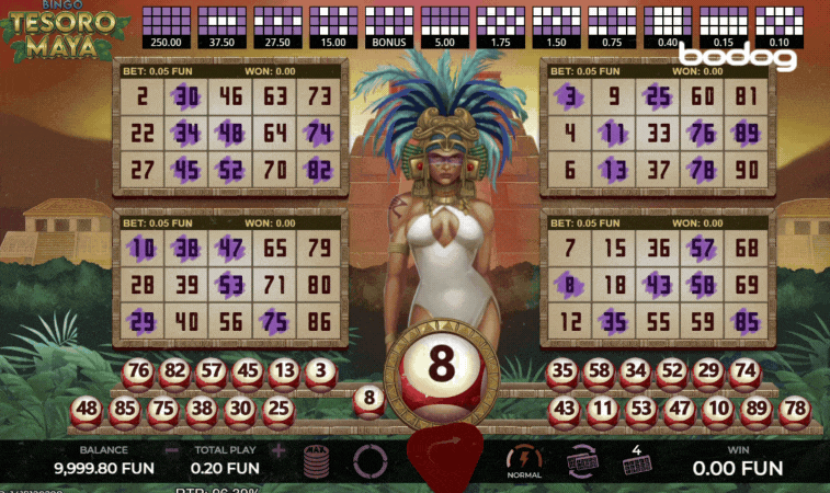 Simulación de la slot Bingo Tesoro Maya