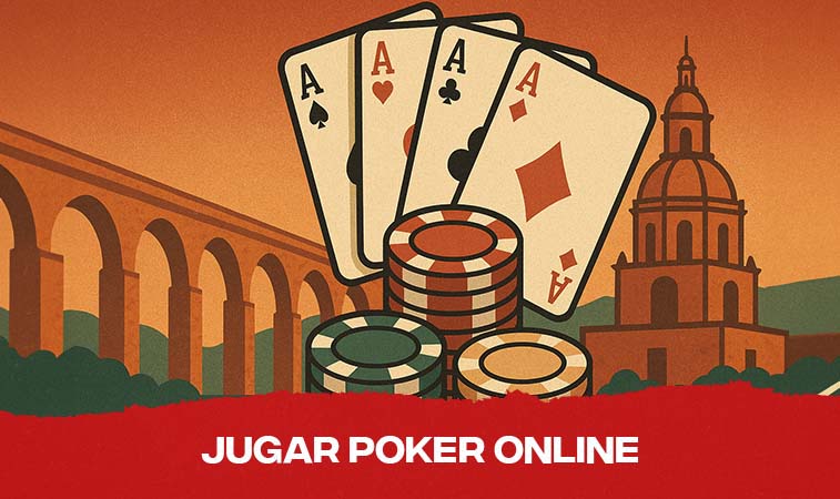 Ilustración de la ciudad de querétaro con cartas y fichas de poker