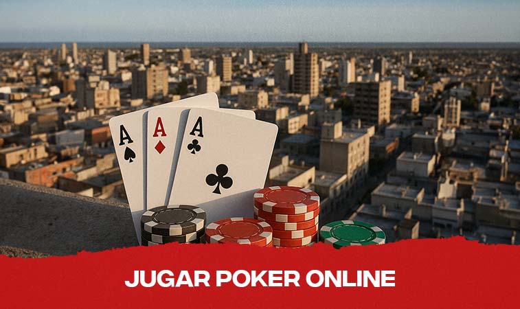 Ciudad de bahía blanca con cartas y fichas de poker