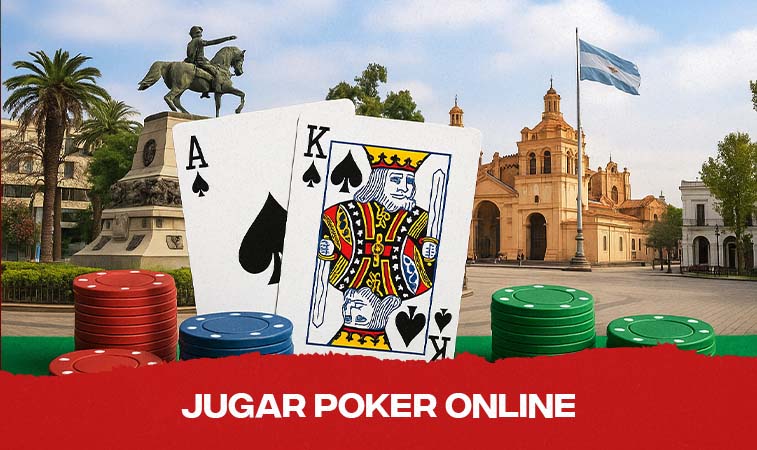 Ciudad de Córdoba detrás de fichas y cartas de poker