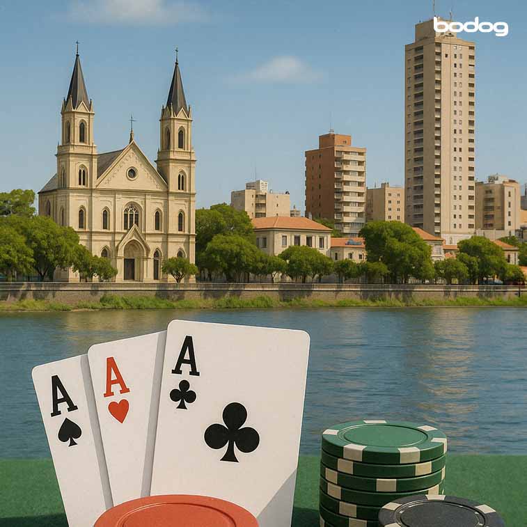 Ciudad de paraná detrás de cartas y fichas de poker