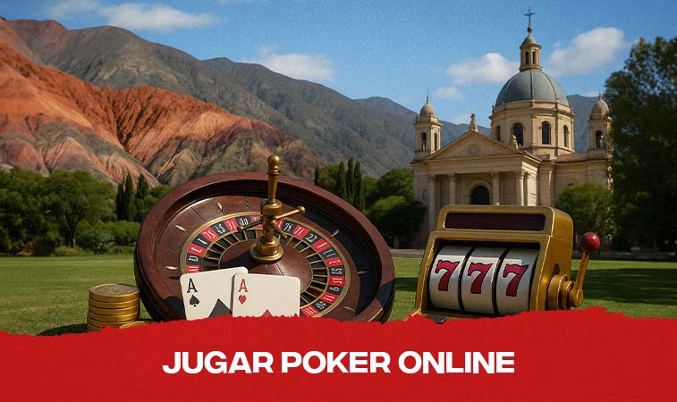Ciudad de jujuy con ruleta, cartas de poker y maquina tragamonedas