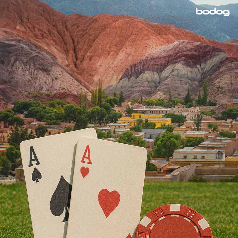 Ciudad de jujuy con cartas y fichas de poker
