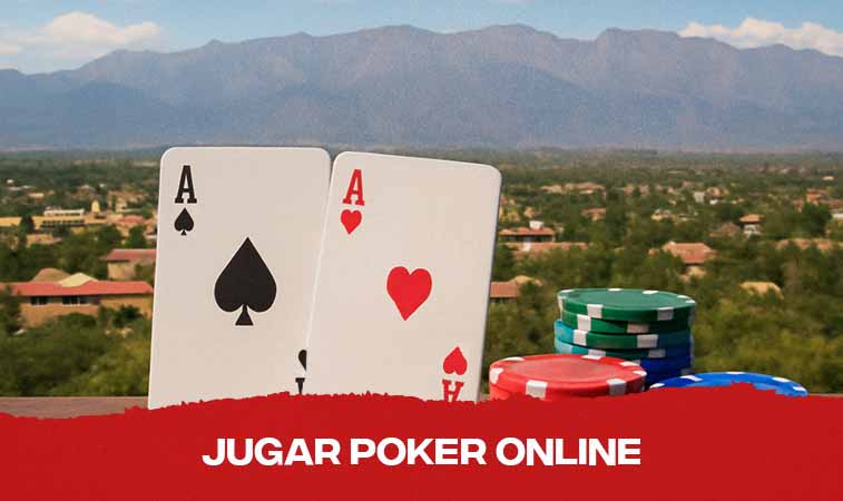 Ciudad de mendoza detras de cartas y fichas de poker