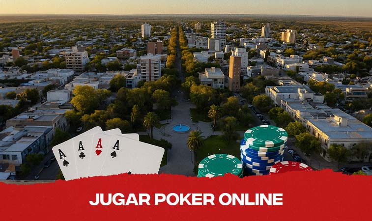 Ciudad de neuquén con cartas y fichas de poker