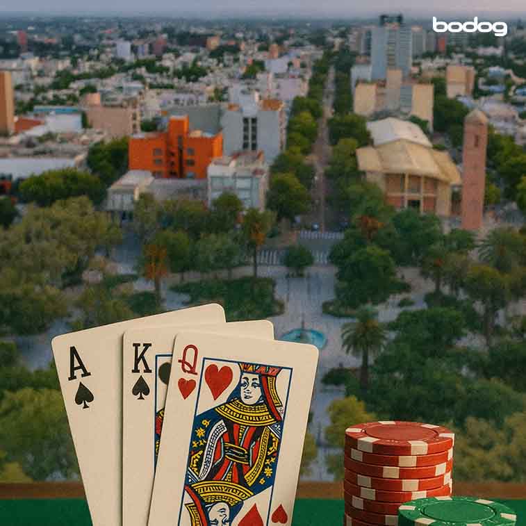 Ciudad de salta con cartas y fichas de poker